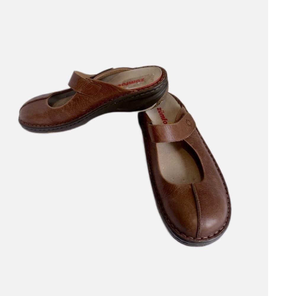 Zumfoot Mary Jane Brown Leather Mules Womens Slip On Shoe EU 39